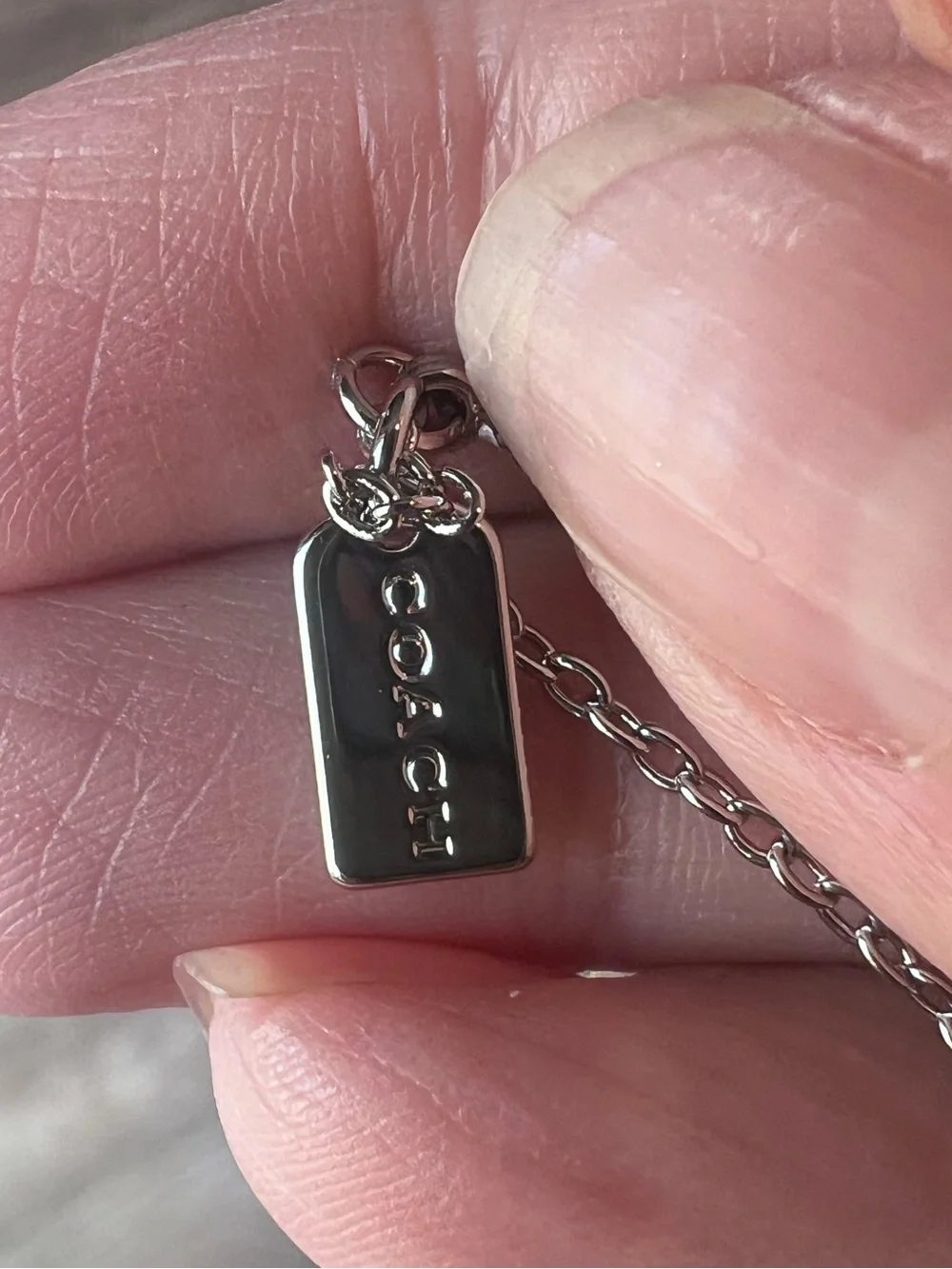 Coach nwt silver Delicate Black Heart Pendant Necklace